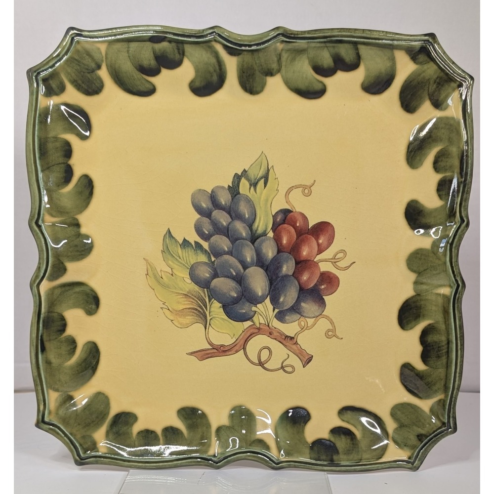 Italian Pizzato 10" Square Dinner Plate Hand Made & Hand Painted In Italy.